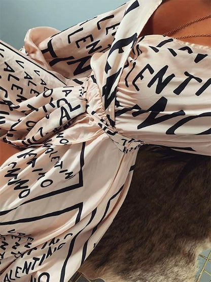 Long Sleeves Printed Maxi Dress