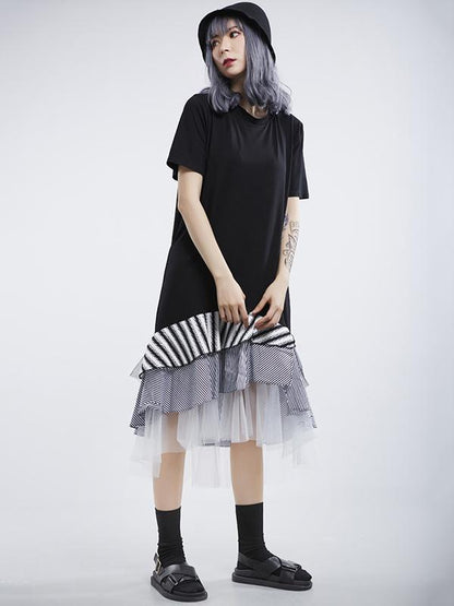 Mesh Split-joint Falbala Dress