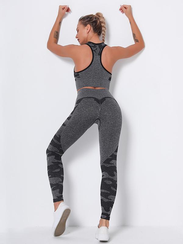 Camouflage Wrap High-Waisted High Elasticity  Yoga Suits
