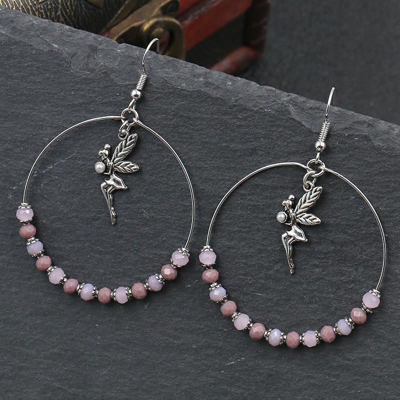 Buykud Simple Casual Beads Alloy Angel Earrings