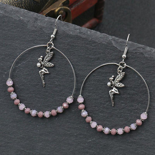 Buykud Simple Casual Beads Alloy Angel Earrings