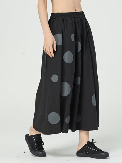 Stylish Asymmetric Polka-Dot Wide Leg Loose Pants