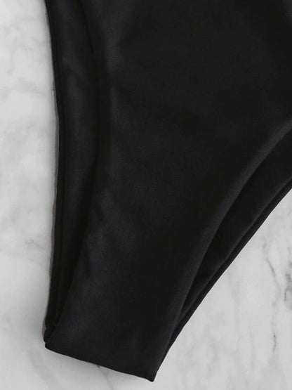 Solid Color Backless Split Bikini Swimsuit