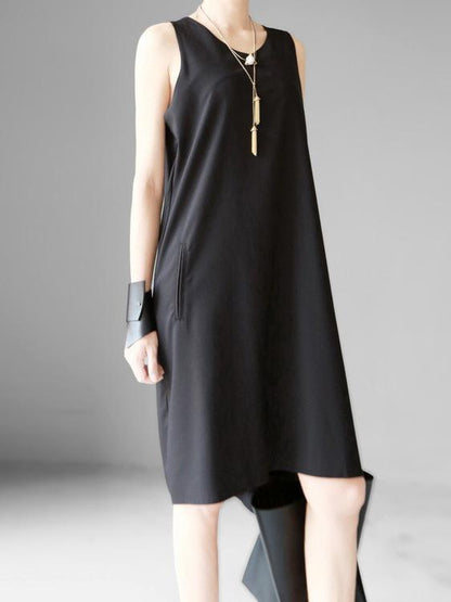 Original Asymmetric Design Tiered Sleeveless Dress