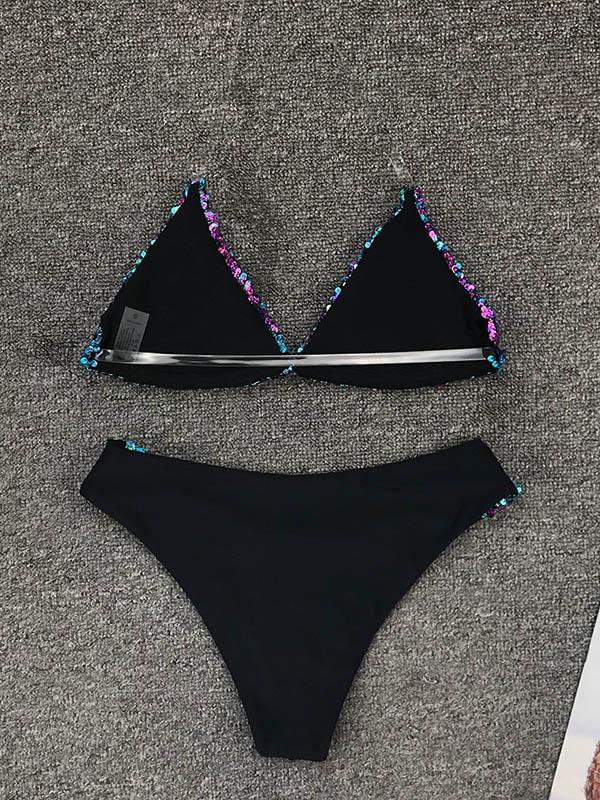 Sequinned Reversible Split Bikini Swimsuit