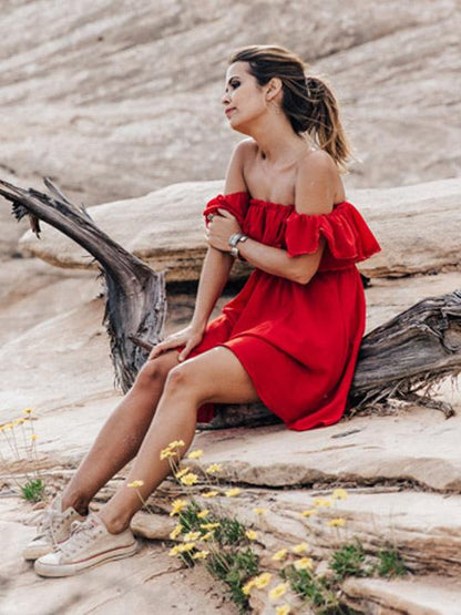 Lace Flounces Off-Shoulder Mini Dress