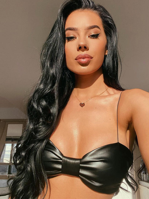 Sexy Leather Wrap U-Neck Bra