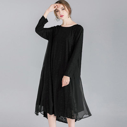 Buykud Soft And Comfortable Casual Leaf Loose Dress