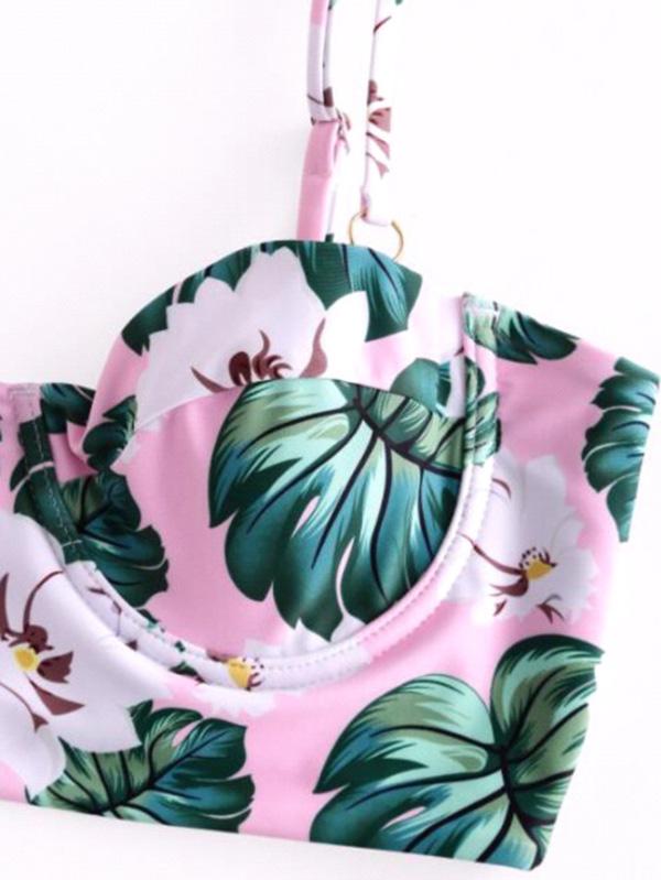 Floral-Print Underwired Split Bikini Swimsuit