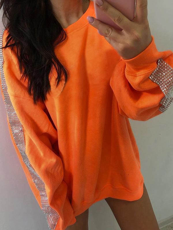 Pink Drilling Round-neck Sweatshirt