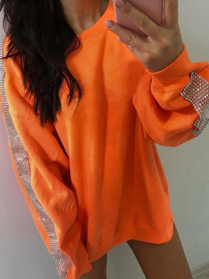 Pink Drilling Round-neck Sweatshirt