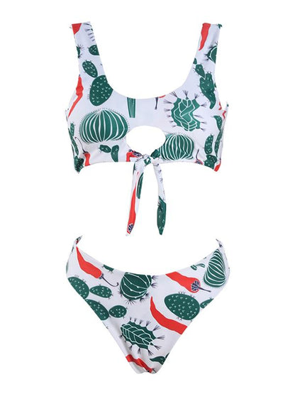 Cactus Print Tie Bikini Set