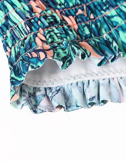 Sexy Bare Shoulders Short Sleeves Tai Lam Split Bikini Swimsuit