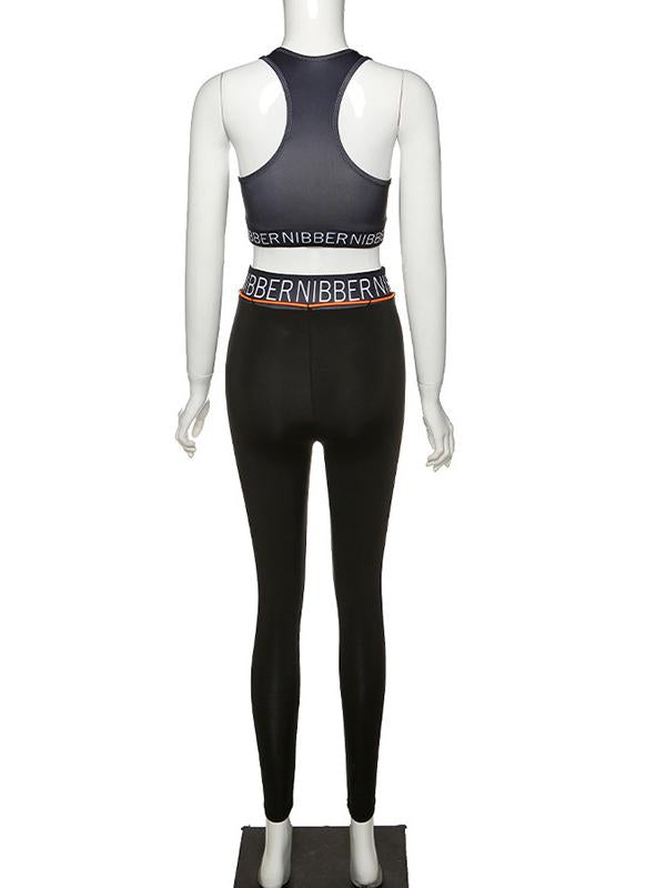 Fashion Letters Printed Wrap Yoga Suits