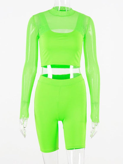 Mesh Long Sleeve Tees Tanks And Shorts Suits