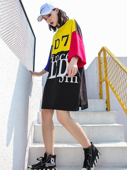 Loose Printed Letter T-Shirt Dress