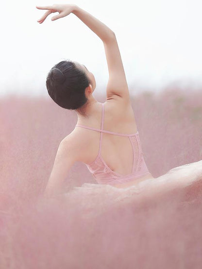Solid Backless Spaghetti-neck Dance Bodysuits