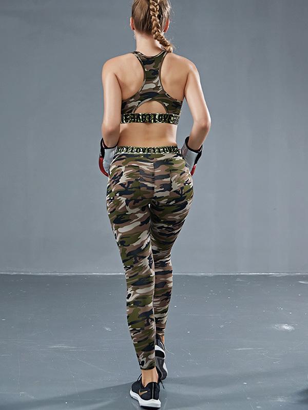Sexy Camouflage Wrap Sleeveless Yoga Suits