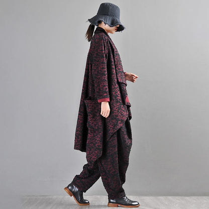Buykud Irregular Design Retro Jacquard Trench Coat