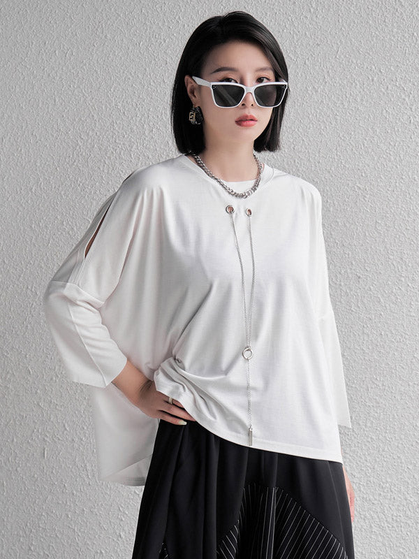 Original Solid Color Cold Shoulder T-Shirt Top