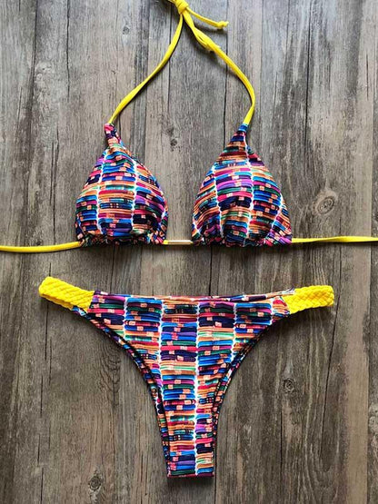 Printed Triangles Triangles Split Bikini Swimsuit
