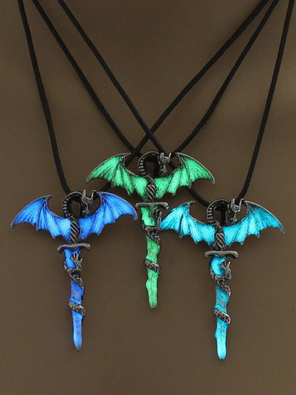 Vintage Cross Dragon Luminous Pendant Accessories