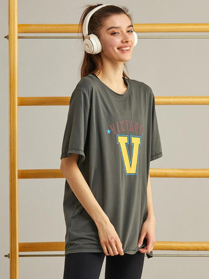 Loose Quick Dry Breathable Printed Sports T-Shirts Tops