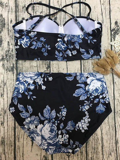 High Wasted Bandeau Bikini Set