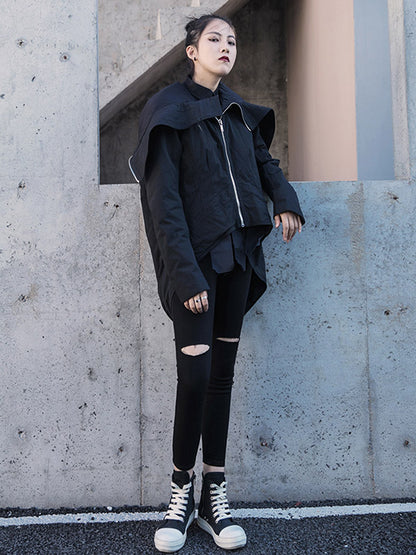 Fashion Solid Color Long Sleeves Zipper Quilted Coat