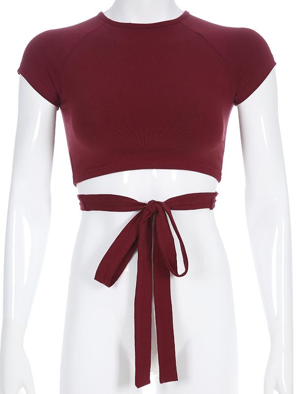 Sexy Backless Cross Strap T-Shirt