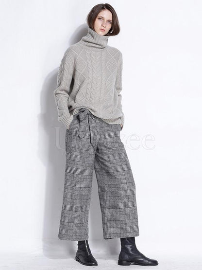 Loose High-neck Cashmere Solid Couple Sweater
