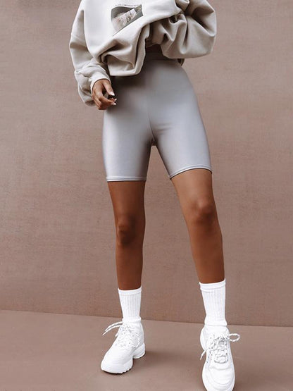 Solid Elastic Sport Shorts