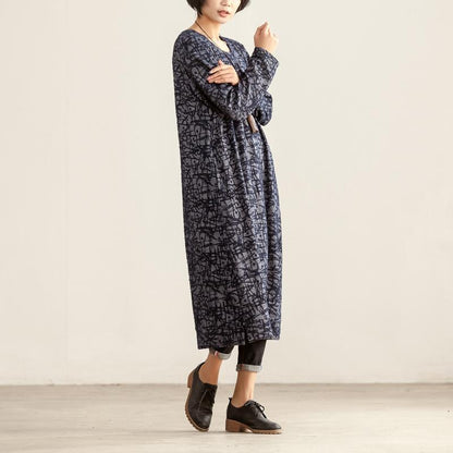Casual Round Neck Long Sleeve Women Autumn Winter Dress