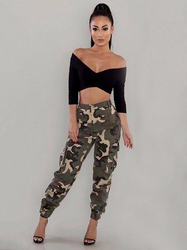 Plus Size Camouflage Printed Track Pants