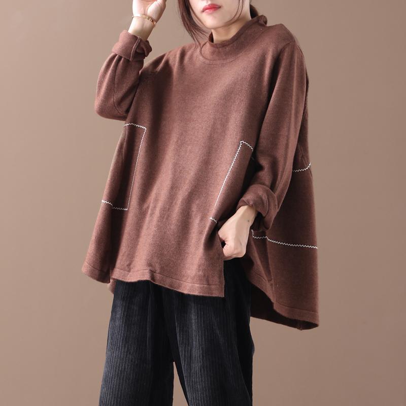 Buykud Decorative Line Casual Comfort Loose Sweater