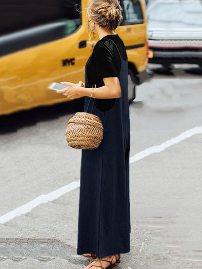 Spagetti-neck Loose Long Jumpsuits