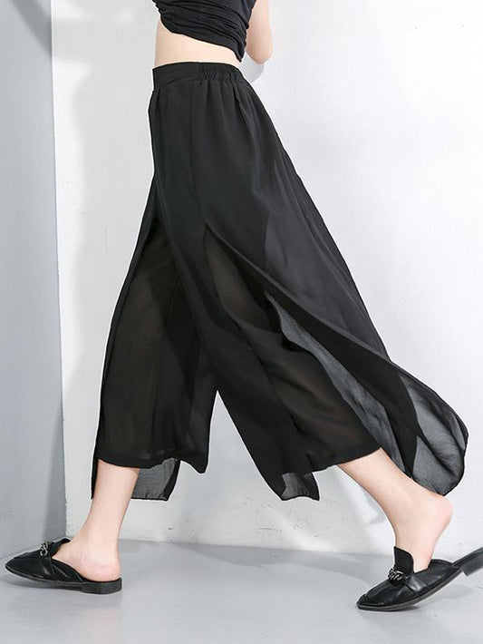 Chiffon False-Two Wide Leg Pants