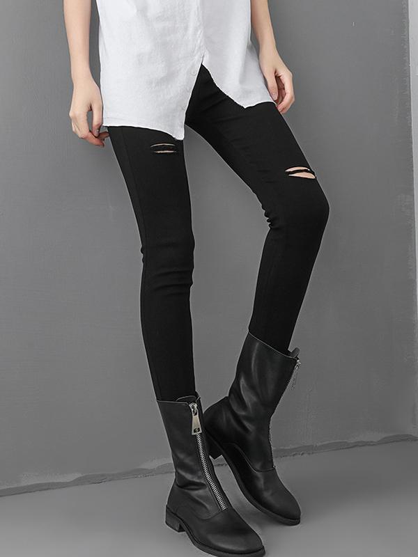 Simple Cool Style Hole-with Leggings Bottom