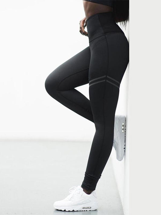 Empire Stripes Solid Fashion Yoga Leggings