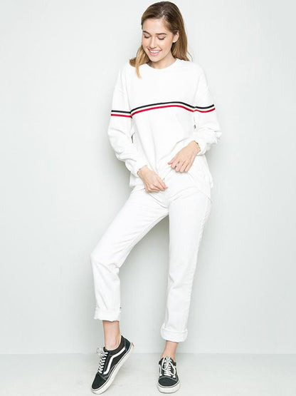 Contrast Trim Long Sleeve Sweatshirts