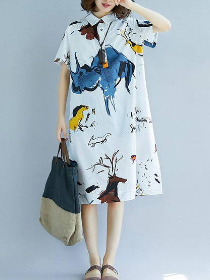 2019 Summer New  Oversize Printed T-Shirt Dress