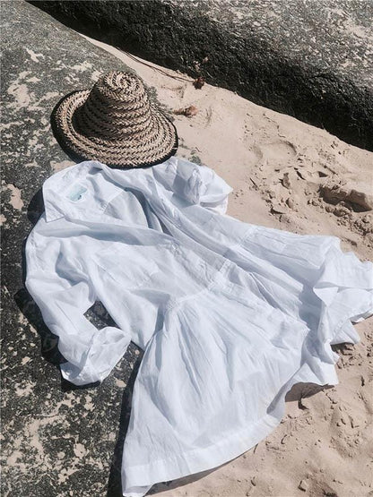 Loose Beach White Cover-ups Swimwear