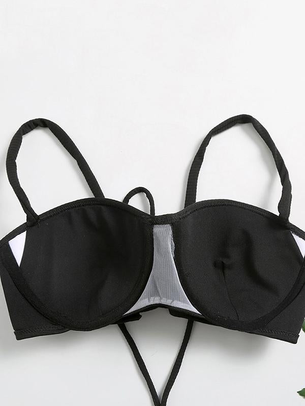 Spaghetti-Neck Falbala Bikini Swimsuit