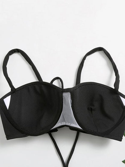Spaghetti-Neck Falbala Bikini Swimsuit