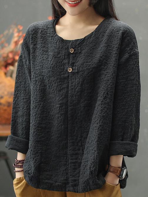 National Style Retro Button Blouses