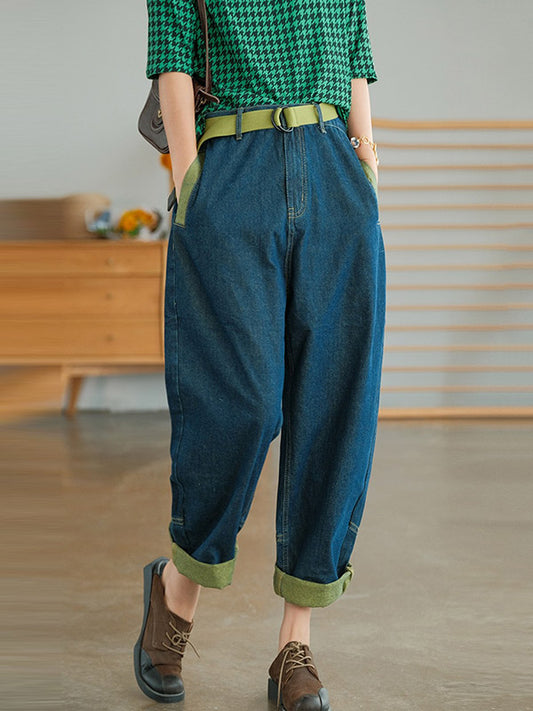Simple Empire Waisted Wide Leg Harem Jean Pants