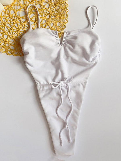 Solid Color Bandage One-Piece Swimwear