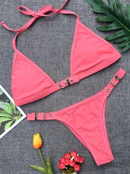 Sexy Backless Plain Bikinis Swimwear