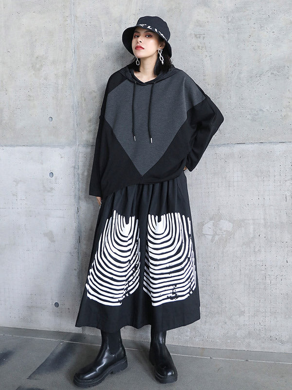 Casual Hooded Drawstring Split-Joint Hoodies&Sweatshirt Tops