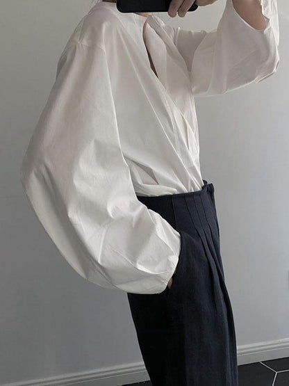 SIMPLE RETRO LOOSE WHITE SHIRT
